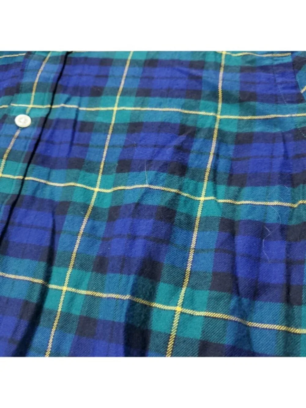 Polo Ralph Lauren Shirt Mens S Small Petite Sleep Button Plaid Blue Green Pajama